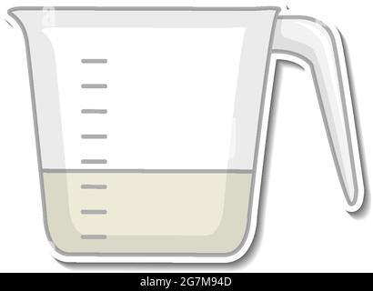 Measuring cup sticker on white background illustration Stock Vector
