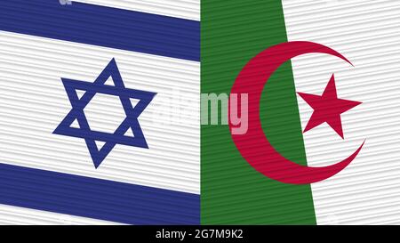 Algeria and Israel Two Half Flags Together Fabric Texture Illustration Stock Photo