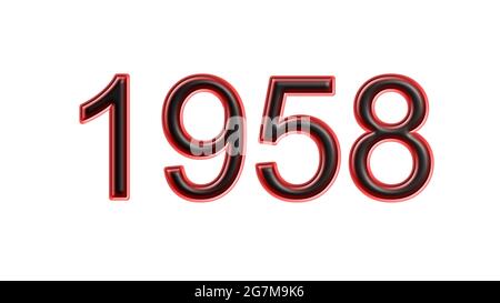 red 1958 number 3d effect white background Stock Photo - Alamy