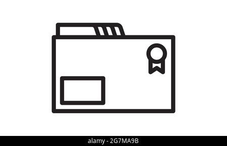 Folder icon. Black and white folder icon in stroke on white background. Stock Vector