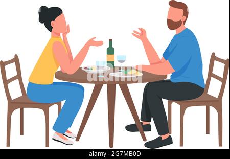 Couple at romantic dinner semi flat color vector characters Stock Vector