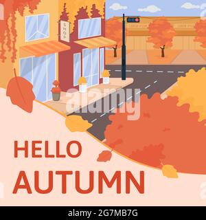 Cozy fall season social media post mockup Stock Vector