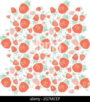 Strawberries made from geometric shapes. Bright summer design for print, poster, postcard Stock Vector