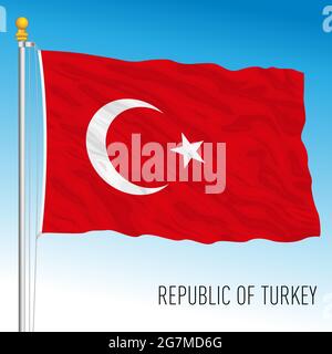 Turkey official national flag, asiatic and european country, vector illustration Stock Vector