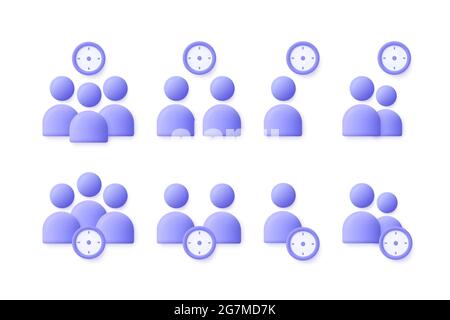 Time Management user, business people icon set. Appointment, organization, community, watch, limited, date, invitation, group of people, assignment co Stock Vector