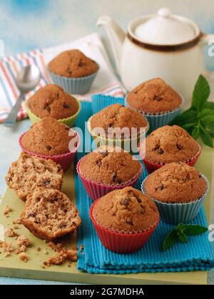 Muffins with chocolate. Stock Photo