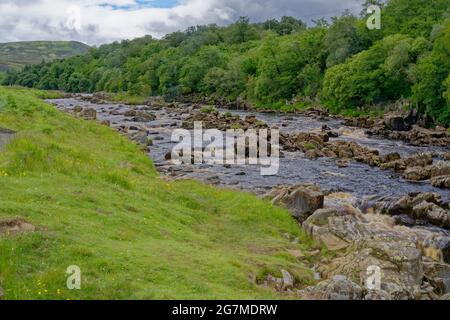 River Tees just before the High Force Waterfall in Teesdale County Durham Stock Photo