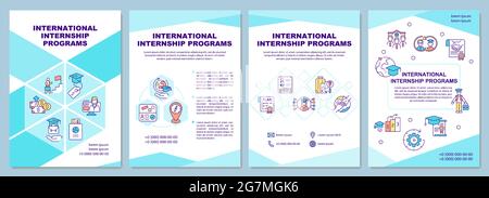 International internship programs brochure template Stock Vector