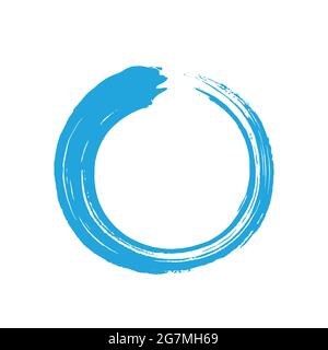 Blue Zen Enso Circle Brush Vector Illustration Stock Vector