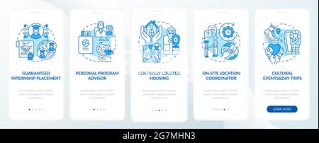 Job training program benefits onboarding mobile app page screen Stock Vector