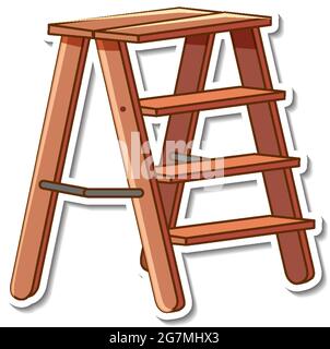 Sticker design with wooden stairs isolated illustration Stock Vector
