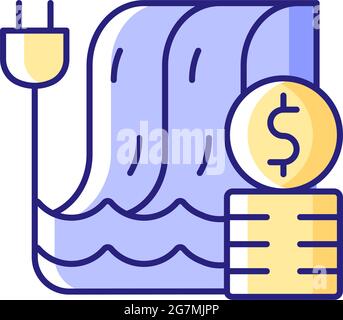 Hydropower pricing RGB color icon Stock Vector