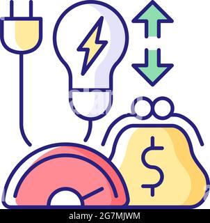 Energy efficiency program RGB color icon Stock Vector