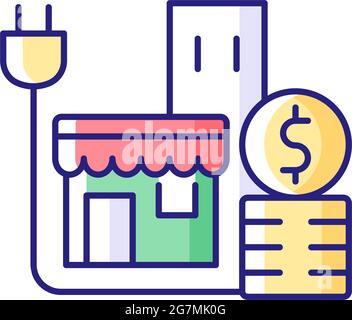 Energy price for commercial customer RGB color icon Stock Vector