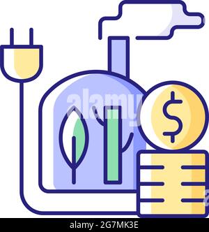 Biomass energy price RGB color icon Stock Vector