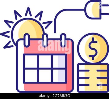 Energy pricing in summer RGB color icon Stock Vector
