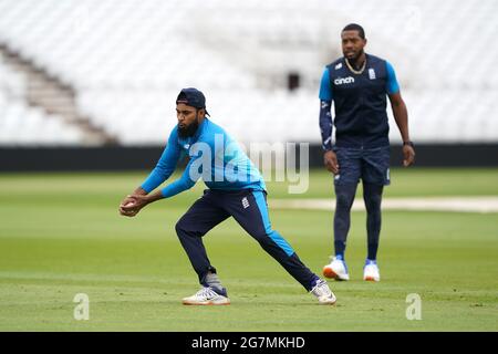 England's Adil Rashid during the nets session at Trent Bridge, Nottingham. Picture date: Thursday July 15, 2021. Stock Photo