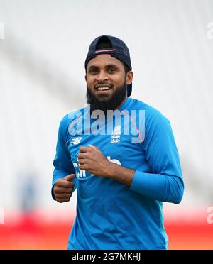 England's Adil Rashid during the nets session at Trent Bridge, Nottingham. Picture date: Thursday July 15, 2021. Stock Photo