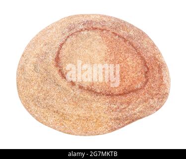 Top view of single red pebble isolated on white background. Stock Photo