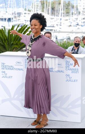 Palais des festivals, Cannes, France. 15th July, 2021. Gessica Geneus poses at the 'Freda' Photocall. Picture by Credit: Julie Edwards/Alamy Live News Stock Photo