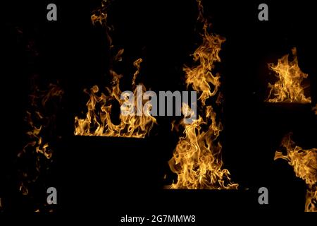 flames isolated on black background Stock Photo