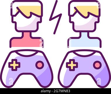 Player versus player games RGB color icon Stock Vector