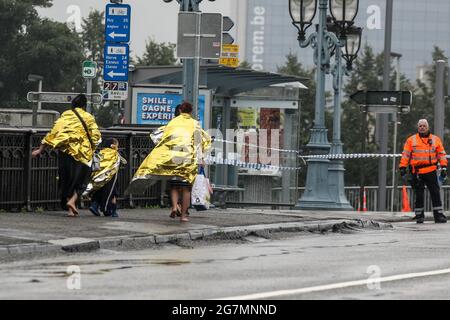 High Tide Of The Meuse River During Floods In Liege After Heavy ...