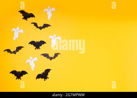 Halloween scene on orange background Stock Photo