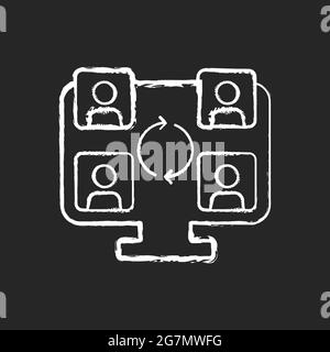 Collaboration online tools chalk white icon on dark background Stock Vector