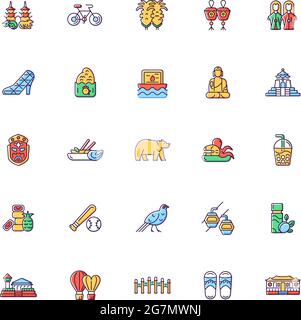 Taiwan RGB color icons set. Stock Vector