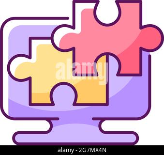 Jigsaw online RGB color icon Stock Vector