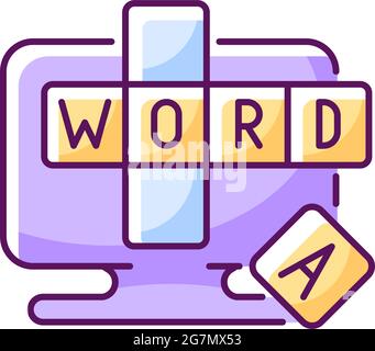 Online word games RGB color icon Stock Vector