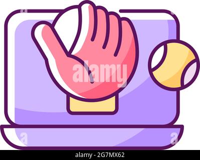 Online baseball games RGB color icon Stock Vector
