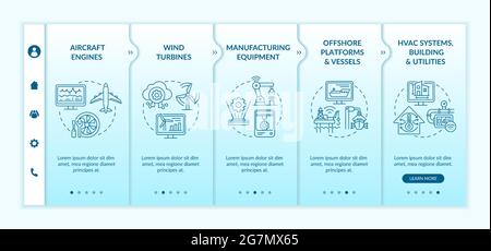 Modern application by industry onboarding vector template Stock Vector