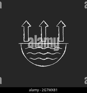 Water evaporation issue chalk white icon on dark background Stock Vector