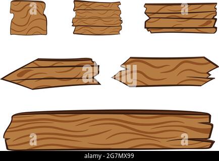 A set of Wooden Direction Signs. Background for titles. Graphic Design Elements. Placeholder graphics. Decorative Wood Graphics for Poster or Flyer De Stock Vector