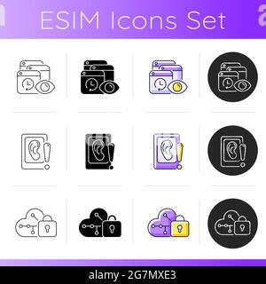 Computer activity monitoring icons set Stock Vector