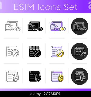 Network surveillance icons set Stock Vector