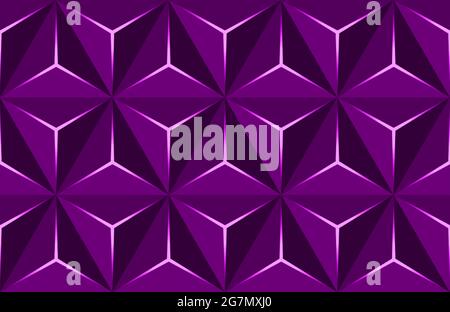 Geometric 3D Pattern with Basic Shapes. Purple Background with luxury dark polygonal texture and pink triangle lines. Abstract Premium triangles shape Stock Vector