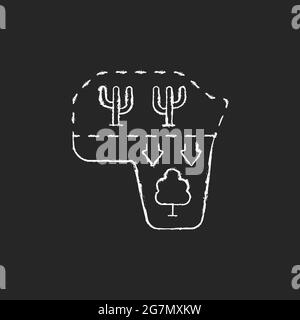 Desert expansion chalk white icon on dark background Stock Vector