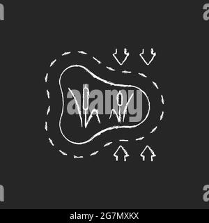 Disappearing wetlands chalk white icon on dark background Stock Vector