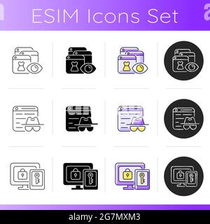 Internet surveillance icons set Stock Vector