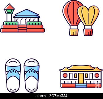National taiwanese RGB color icons set. Stock Vector