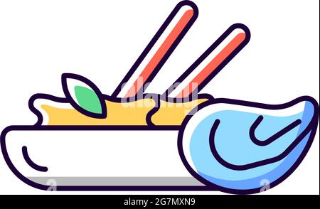 Oyster omelette RGB color icon. Stock Vector
