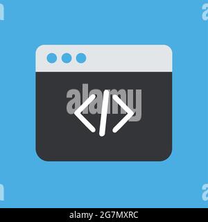Command Window Flat Icon With Blue Background Stock Vector