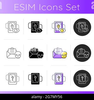 Online behavior monitoring icons set Stock Vector