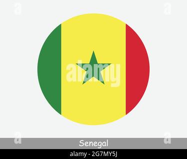 Senegal Round Circle Flag. Senegalese Circular Button Banner Icon. EPS Vector Stock Vector