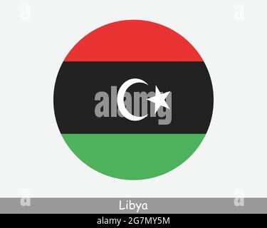Libya Round Circle Flag. Libyan Circular Button Banner Icon. EPS Vector Stock Vector