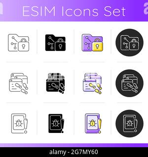 Internet privacy icons set Stock Vector