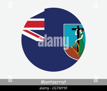 Montserrat Round Circle Flag. Montserratian Circular Button Banner Icon. EPS Vector Stock Vector